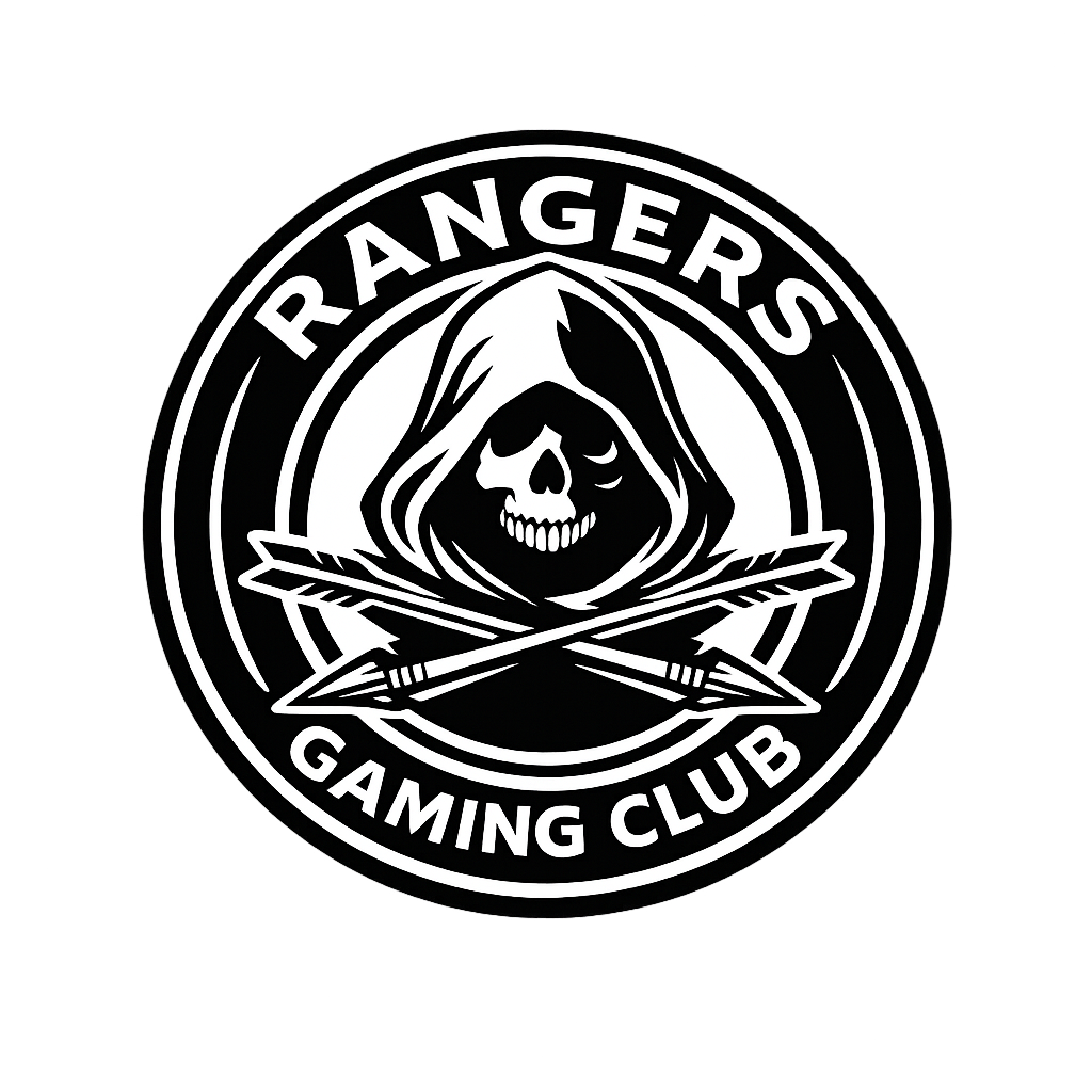 Rangers Gaming Club Logo Rangers Gaming Club logo shows a hooded skull head with crossed arrows below it.